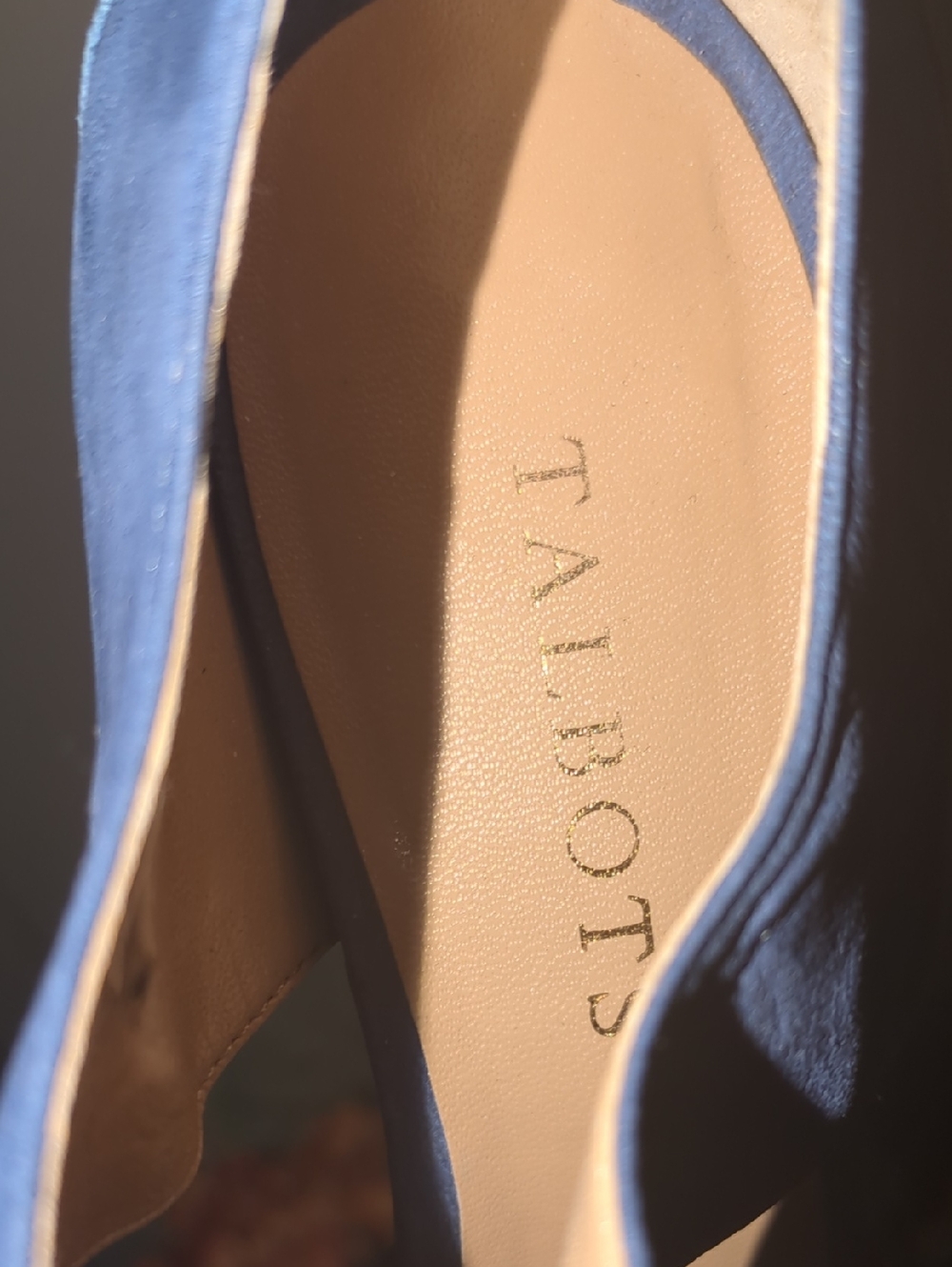 💙SALE💙Talbots Navy Suede Peep-Toe Tassel Heels - Picture 5 of 6